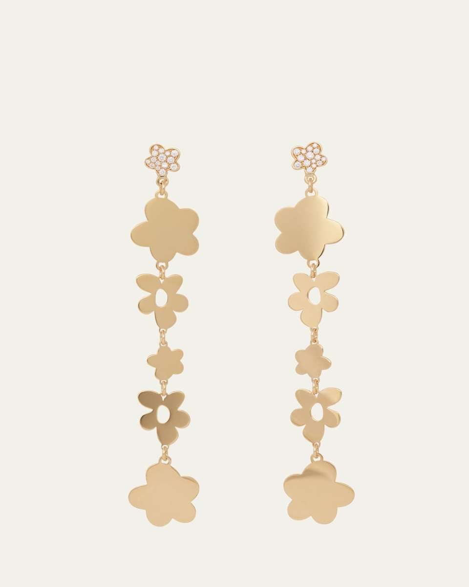 x Carey Lowell 18K Yellow Gold Long Arcadia Earrings with Diamonds